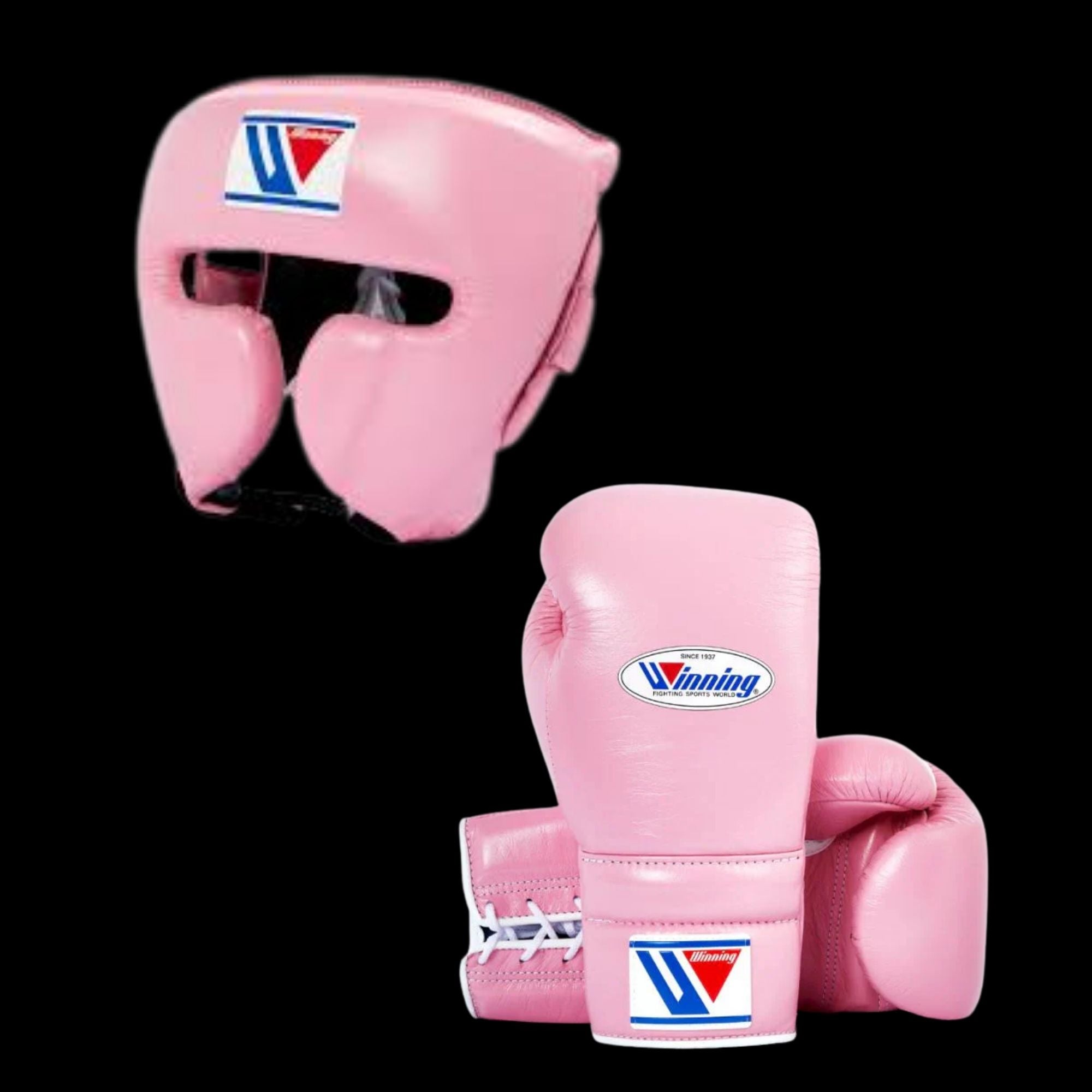 Pink Winning Boxing Gloves set, Winning Boxing Glove winning head guard, winning boxing set Winning Lace up Boxing Glove set, Boxing Glove set, Winning boxing gear set, PF Fitness Gear, Winning set